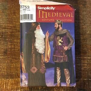 Simplicity Sewing Pattern 9753 Men’s Medieval Costume L-XL Wizard King UNCUT